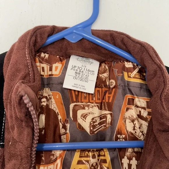 Disney Star Wars Han Solo bomber jacket faux suede . Boy size 5/6 - Picture 2 of 8